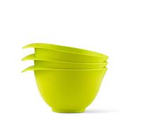 TQGEAR WePrep Mixing Bowl with spout and Handle | Green Set of 3 | Beautifully Bright Coloured Bowl Set | Compact, Stackable & Ergonomically Designed | Proudly Made in The UK