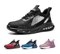 tqgold Safety Shoes Men Women Lightweight Work Shoes Black, 4 UK