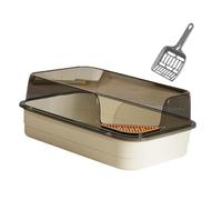 TQHGHX Cat Litter Box, Toilet Sandbox, Splatter, Cat Toilet Pan, Portable, for Small And Large Cats, Large Space, Black