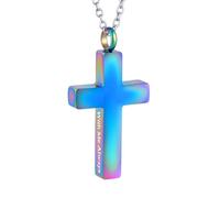 TQHGHX Cremation Cross Necklace for Ashes Stainless Steel Cross Urn Pendant with Mini Keepsake Ashes Holder Memorial Jewelry - With Me Always