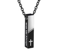 TQHGHX Cremation Jewelry Bar Urn Necklace for Ashes Cross Pattern Cube Ash Pendant with Mini Keepsake Urn Memorial Ashes Jewelry for Women Men - With Me Always