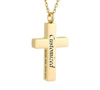 TQHGHX Customize Cremation Jewelry - Cross Necklace for Ashes Stainless Steel Cross Urn Pendant Ashes Memorial Jewelry - With Me Always