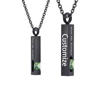 TQHGHX Customize Cremation Jewelry for Ashes - Crystal Birthstone Cube Pendant Urn Necklace Personalized Necklaces Engraved Names - With Me Always