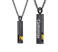 TQHGHX Customize Cremation Jewelry for Ashes - Crystal Birthstone Cube Pendant Urn Necklace Personalized Necklaces Engraved Names - With Me Always
