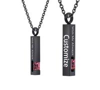 TQHGHX Customize Cremation Jewelry for Ashes - Crystal Birthstone Cube Pendant Urn Necklace Personalized Necklaces Engraved Names - With Me Always