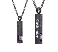 TQHGHX Customize Cremation Jewelry for Ashes - Crystal Birthstone Cube Pendant Urn Necklace Personalized Necklaces Engraved Names - With Me Always