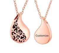 TQHGHX Customize Cremation Jewelry for Ashes - Tree of Life Teardrop Urn Necklace for Ashes Personalized Necklaces Engraved Names