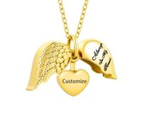 TQHGHX Customize Urn Necklace - Angel Wing Heart Cremation Jewelry for Ashes Pendant - Always In My Heart - For Women Men Personalized Necklaces Engraved Names