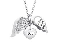 TQHGHX Customize Urn Necklace - Angel Wing Heart Cremation Jewelry for Ashes Pendant - Always In My Heart - For Women Men Personalized Necklaces Engraved Names