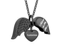 TQHGHX Customize Urn Necklace - Angel Wing Heart Cremation Jewelry for Ashes Pendant - Always In My Heart - For Women Men Personalized Necklaces Engraved Names
