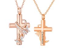 TQHGHX Customize Urn Necklace Cremation Jewelry for Ashes Pendant Butterfly Cross for Ashes Men Women Personalized Engraved Names