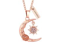 TQHGHX Customize Urn Necklace - Cremation Jewelry for Ashes Pendant Moon and Sun and Rosewith For Women Men Personalized Necklaces Engraved Names
