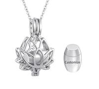 TQHGHX Customize Urn Necklace - Lotus Cremation Jewelry for Ashes with Mini Keepsake Loved One Urn Memorial Ash Jewelry For Women Men Personalized Necklaces Engraved Names