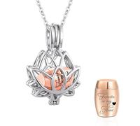 TQHGHX Customize Urn Necklace - Lotus Cremation Jewelry for Ashes with Mini Keepsake Loved One Urn Memorial Ash Jewelry For Women Men Personalized Necklaces Engraved Names