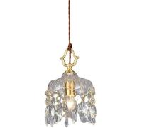 TQHGM Brass Crystal Glass Pendant Light Retro Small Chandelier for Living Room Bedroom Cafe Teahouse Bar Dining Club(20cm/7.87)