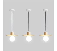 TQHGM Flying Saucer Pendant Light Northern Europe Wood Ceiling Lamp 8.67in Drop Chandelier for Dining Room Coffee Shop Hanging Fixture(3 Pack)