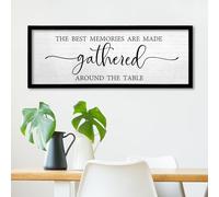 TQianJiang Dining Room Wall Decor The Best Memories Are Made Gathered Around The Table Sign 24"×10" for Farmhouse Vintage Dinner Kitchen Plaque Large Rustic Horizontal Wall Hanging Art (Black)
