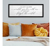 TQianJiang If I Lay Here Would You Lie With Me Bedroom Wall Decor Sign 24"X10" Large Wood Framed Wall Hanging Art (Black)