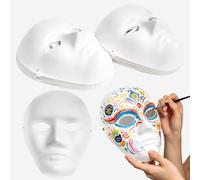 TQIOQIY 15 Pack Blank Full Face Paper Masks, Unpainted White Masquerade Masks with Elastic Strap for Adults, Paintable Costume Masks for Halloween Carnival Party Cosplay Role Play
