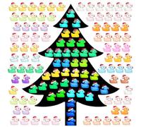 TQIOQIY 160PCS Luminous Mini Resin Ducks Wearing Santa Hats, Glow in The Dark Christmas Colorful Tiny Resin Ducks to Hide Miniatures Figures for Dollhouse Prank Xmas Goodie Bag Fillers Party Decor