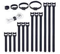 TQIOQIY 200pcs Cable Ties Organizer Set, Black Reusable Self-Gripping Fabric Cable Straps Ties Hook and Loop Various Sizes Wire Ties Cord Organizer Adjustable Cable Straps for Cord Organizer