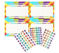 TQIOQIY 4 Pack Reward Chart for Kids with 3 Glitter Sticker Sheets - Behavior Incentive Chart for Classroom & Home - Positive Reinforcement System for Children's Chores, Homework & Good Habits