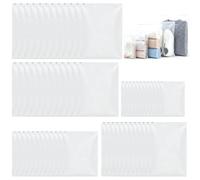 TQIOQIY 60 Pack Reusable Zippered Storage Pouches for Clothing & Travel - Multi-Size Frosted White Plastic Garment Bags, Waterproof Seal Organizer for Hospital Maternity, Luggage, Shoes, Toiletries