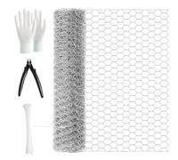 TQIOQIY Chicken Wire Mesh Roll, Metal Garden Fence Netting Kit with Wire Cutter, Protective Gloves & 50 Zip Ties, 0.6mm Flexible Steel Poultry Net for Coop, Plant Guard & DIY Crafts
