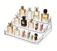 TQIOQIY Clear Acrylic 3 Tier Display Riser Shelf 26.5x24.5x10cm Perfume Organiser Makeup Storage Cupcake Dessert Stand Home Kitchen Counter Retail