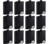 TQIOQIY Hip Flasks for Liquor, 12 pcs 8Oz Matte Black Stainless Steel Flask,with 12 Funnel for Gifts,Fishing, Camping, Hiking, Wedding Party, Traveling,Groomsman Bridesmaid Birthdays Gift