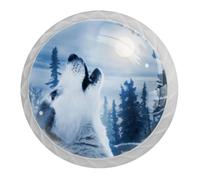 Tqmspg 4 Pieces Drawer Pulls Animal Wolf Door Knobs Dresser Handles for Kitchen Wardrobe Cupboard Hardware Furniture