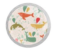 Tqmspg 4 Pieces Drawer Pulls Colorful Whale Fish Door Knobs Dresser Handles for Kitchen Wardrobe Cupboard Hardware Furniture