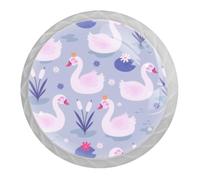 Tqmspg 4 Pieces Drawer Pulls Cute Animal Swans Pattern Door Knobs Dresser Handles for Kitchen Wardrobe Cupboard Hardware Furniture
