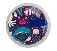 Tqmspg 4 Pieces Drawer Pulls Cute Dolphin Whale Door Knobs Dresser Handles for Kitchen Wardrobe Cupboard Hardware Furniture