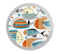 Tqmspg 4 Pieces Drawer Pulls Cute Whale Fish Sketch Door Knobs Dresser Handles for Kitchen Wardrobe Cupboard Hardware Furniture