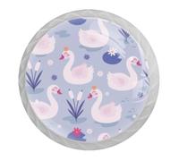 Tqmspg 4 Pieces Drawer Pulls Floral Swans Pattern Door Knobs Dresser Handles for Kitchen Wardrobe Cupboard Hardware Furniture