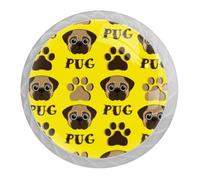 Tqmspg 4 Pieces Drawer Pulls Pug Puppy and Dog Paws Door Knobs Dresser Handles for Kitchen Wardrobe Cupboard Hardware Furniture