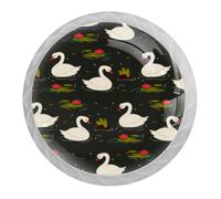 Tqmspg 4 Pieces Drawer Pulls Swans Floral Flowers Pattern Door Knobs Dresser Handles for Kitchen Wardrobe Cupboard Hardware Furniture