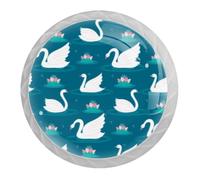 Tqmspg 4 Pieces Drawer Pulls Swans Pattern Door Knobs Dresser Handles for Kitchen Wardrobe Cupboard Hardware Furniture
