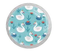 Tqmspg 4 Pieces Drawer Pulls Swans Pattern Door Knobs Dresser Handles for Kitchen Wardrobe Cupboard Hardware Furniture
