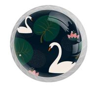 Tqmspg 4 Pieces Drawer Pulls White Swans Door Knobs Dresser Handles for Kitchen Wardrobe Cupboard Hardware Furniture