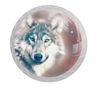 Tqmspg 4 Pieces Drawer Pulls Wolf Animal Door Knobs Dresser Handles for Kitchen Wardrobe Cupboard Hardware Furniture
