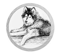 Tqmspg 4 Pieces Drawer Pulls Wolf Hand Drawn Door Knobs Dresser Handles for Kitchen Wardrobe Cupboard Hardware Furniture