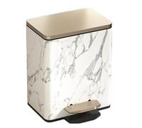 Tqoiozxa Indoor Trash Can Modern Luxury Marble Patterned Trash Can with Lid,Stainless Steel Step-on Garbage Bin with Soft Close Lid, Foot Pedal and Inner Bucket for Home, Office Kitchen(White,12L)