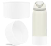 TQONEP 2Pcs Silicone Boot for Owala Water Bottle 24oz 32oz,Anti-Slip Protective Sleeve for Flip/Twist/FreeSip Stainless Steel Water Bottle (White, 32oz)