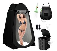 TQOVOQT Foldable Camping Toilet - Portable & Compact | Stable Travel Toilet, Essential for Campervan, Tent, Festivals, Hiking, Outdoors, Emergencies | Easy Clean