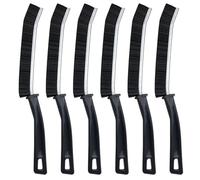 TQPUWT Hard Bristle Crevice Cleaning Brushes, 6 pieces Crevice Cleaning Brush, Bathroom Hard Bristle Crevice Cleaning Brush, Narrow Curved Gap Cleaning Tool, for Home Kitchen Small Spaces, black