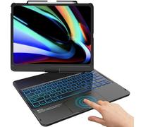 TQQ iPad Air 13 Inch Case Keyboard (M3 2025 / M2 2024), iPad Pro 12.9 (6th, 5th, 4th, 3rd Gen) Keyboard - 360° Rotatable, 7-Color Backlight, Multi-Touch Trackpad, Thin & Light (Black)