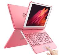 TQQ Touch for iPad 9th Generation Case with Keyboard (10.2", 2021), Multi-Touch Trackpad, 360° Rotatable Protective Cover for iPad Keyboard 9th/8th/7th Gen with Pencil Holder (Pink)
