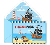 TQQBUU 24pcs Pirate Thank You Cards with Envelopes, pirate birthday card, Greeting Cards, Thank-You Note, Gratitude Card Gift For Guest Pack For Party and all Occasion, 6 x 4 Inch